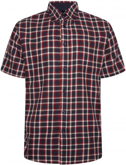 Kam Jeans 6303 Casual Check Short Sleeve Shirt Navy - Chemises - Chemises Grandes Tailles Hommes