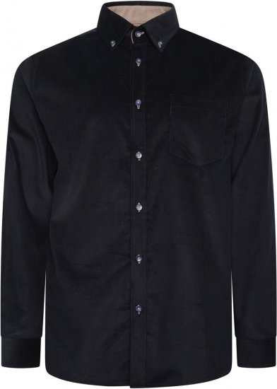 Kam Jeans 6304 Long Sleeve Fine Cotton Cordurouy Shirt Navy - Chemises - Chemises Grandes Tailles Hommes