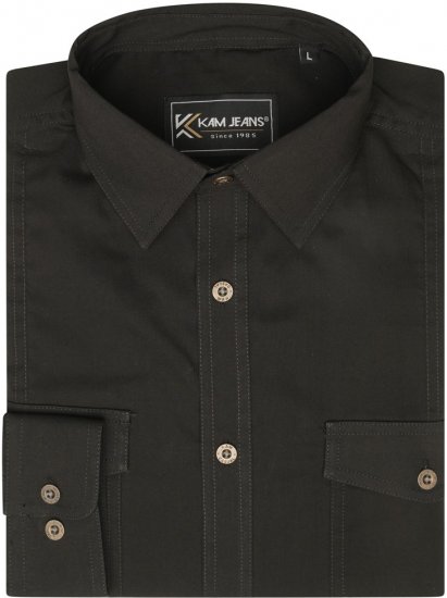 Kam Jeans 6305 Long Sleeve Retro Stretch Shirt Black - Chemises - Chemises Grandes Tailles Hommes