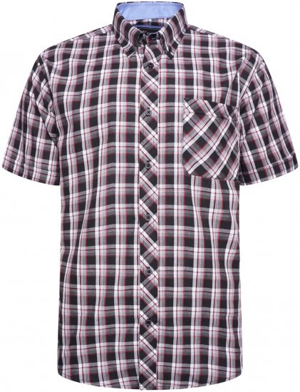 Kam Jeans 6316 Casual Check Short Sleeve Shirt Black - Chemises - Chemises Grandes Tailles Hommes