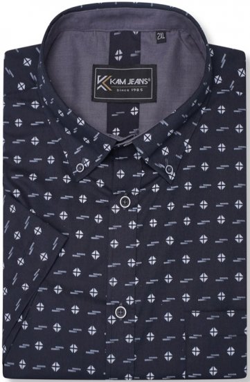 Kam Jeans 6325 Dobby Print Short Sleeve Shirt Black - Chemises - Chemises Grandes Tailles Hommes