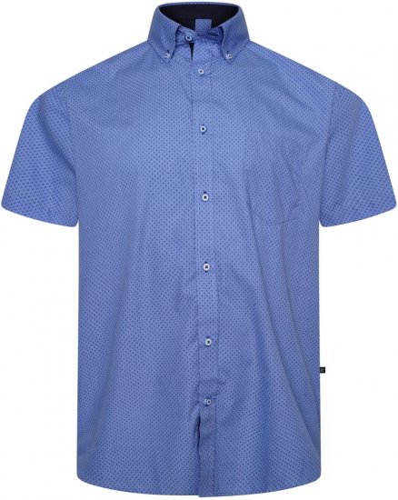 Kam Jeans 6333 AOP Dobby Print Shirt Blue - Chemises - Chemises Grandes Tailles Hommes