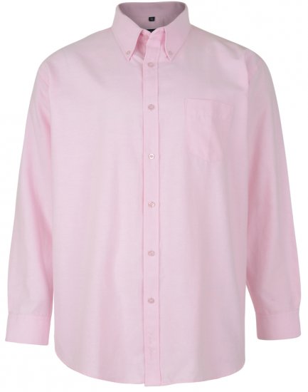 Kam Oxford shirt Long Sleeve Pink - Chemises - Chemises Grandes Tailles Hommes