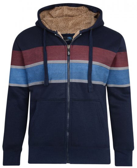 Kam Jeans 7007 Sherpa Lined Hoodie Navy - Sweatshirts & hoodies - Sweatshirts/Hoodies grande taille homme