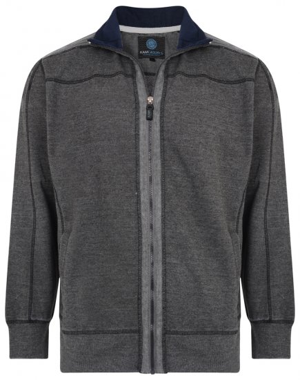 Kam Jeans 7011 Full Zip Sweat Charcoal - Sweatshirts & hoodies - Sweatshirts/Hoodies grande taille homme