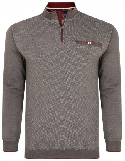 Kam Jeans 7020 1/4 Zip Sweater Charcoal - Sweatshirts & hoodies - Sweatshirts/Hoodies grande taille homme