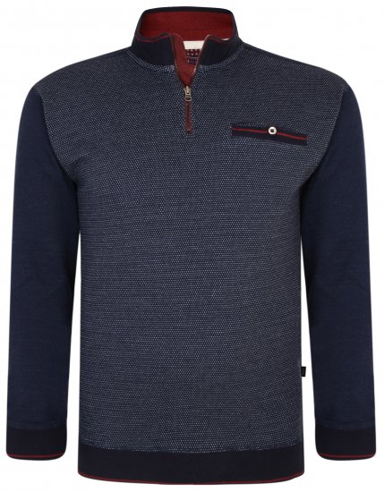 Kam Jeans 7020 Zip-collar Top Navy - Sweatshirts & hoodies - Sweatshirts/Hoodies grande taille homme
