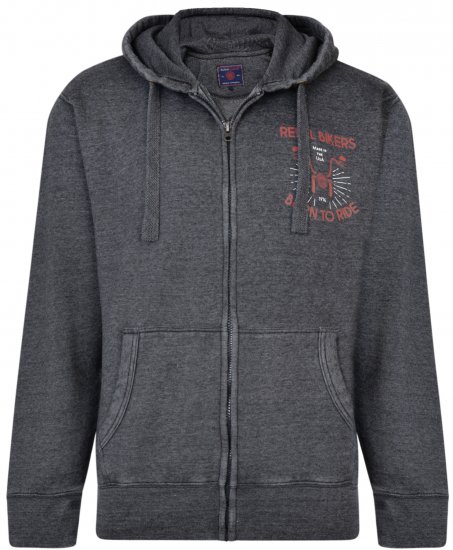 Kam Jeans 7023 Rebel Bikers Hoodie Charcoal - Sweatshirts & hoodies - Sweatshirts/Hoodies grande taille homme