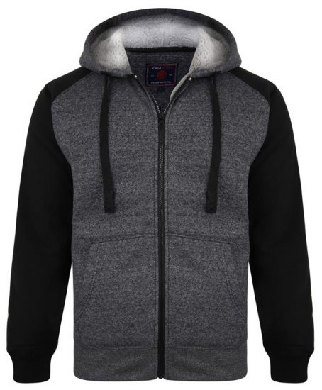 Kam Jeans 7037 Sherpa Raglan Hoodie Black - Sweatshirts & hoodies - Sweatshirts/Hoodies grande taille homme