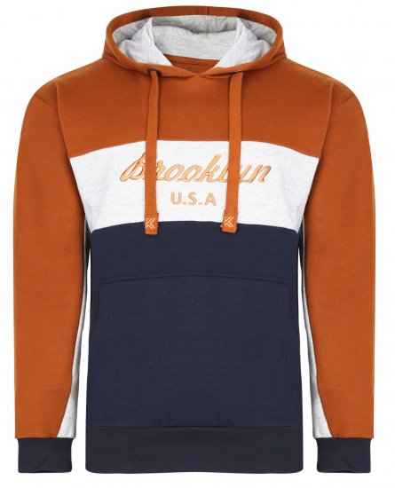 Kam Jeans 7046 Over Head Brooklyn Hoodie Orange - Sweatshirts & Hoodies - Sweatshirts/Hoodies grande taille homme