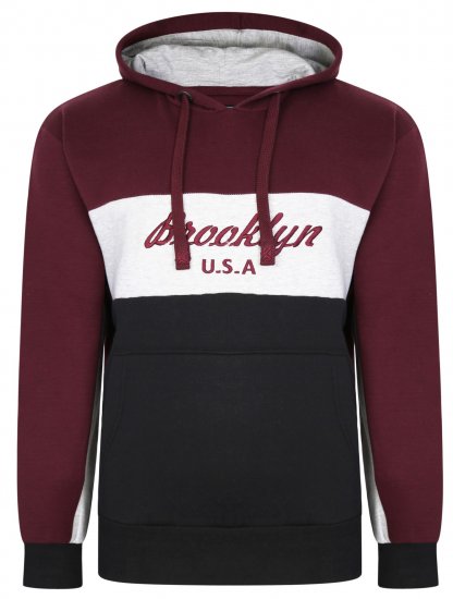 Kam Jeans 7046 Over Head Brooklyn Hoodie Burgundy - Sweatshirts & hoodies - Sweatshirts/Hoodies grande taille homme