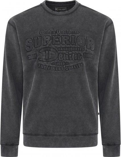 Kam Jeans 7065 Crew Neck Washed Embossed Sweatshirt Black TALL SIZES - VÊTEMENTS HOMME MT-6XLT - Vêtements Tall Homme