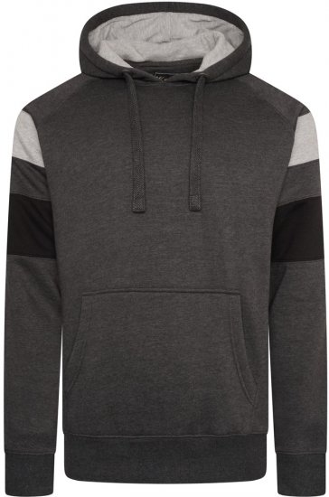 Kam Jeans 7068 Cut & Sew Over Head Hoody Charcoal - Sweatshirts & hoodies - Sweatshirts/Hoodies grande taille homme