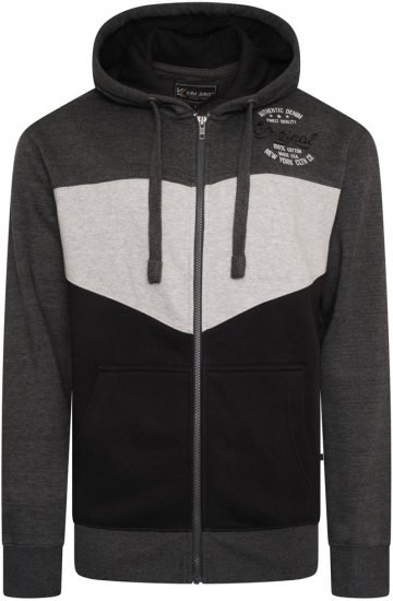 Kam Jeans 7070 Panelled Hoody with EMB Charcoal - Sweatshirts & hoodies - Sweatshirts/Hoodies grande taille homme