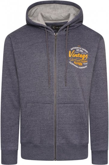 Kam Jeans 7073 Zip Thru Vintage EMB Hoody Blue Nights - Sweatshirts & hoodies - Sweatshirts/Hoodies grande taille homme