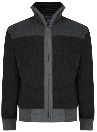 Kam Jeans 715 Full Zip Sweater Charcoal - Sweatshirts & hoodies - Sweatshirts/Hoodies grande taille homme