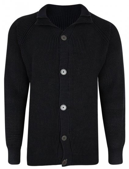 Kam Jeans 79 Washed Effect Knitted Black Cardigan - Sweatshirts & hoodies - Sweatshirts/Hoodies grande taille homme