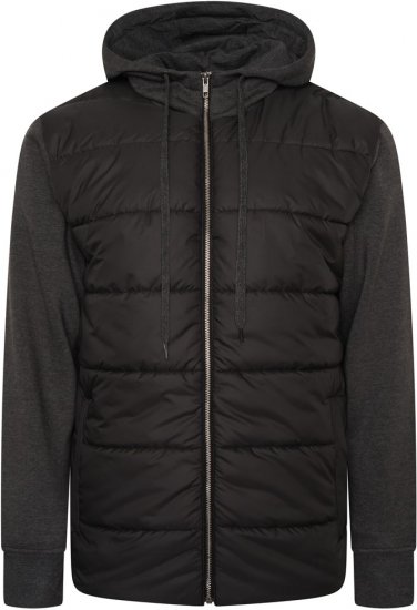 Kam Jeans KV135 Quilted Zip Thru Hoody with Padded Body & Jersey Sleeves Black - Vestes - Vestes homme grandes tailles