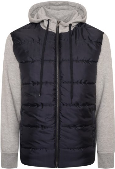 Kam Jeans KV135 Quilted Zip Thru Hoody with Padded Body & Jersey Sleeves Navy TALL SIZES - VÊTEMENTS HOMME MT-6XLT - Vêtements Tall Homme