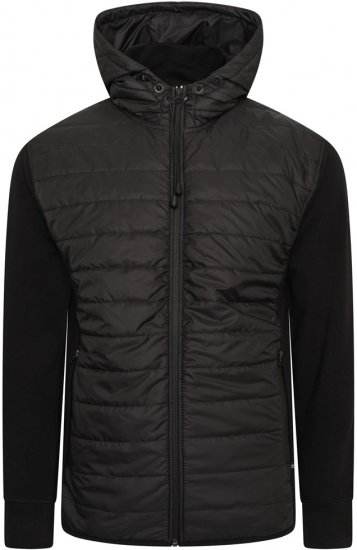 Kam Jeans KV136 Padded Body And Jersey Sleeves Hybrid Zip Thru Quilted Hoody Black TALL SIZES - VÊTEMENTS HOMME MT-6XLT - Vêtements Tall Homme