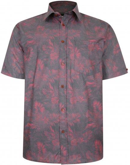Kam Jeans P013 Premium Floral Print Shirt Burgundy - Chemises - Chemises Grandes Tailles Hommes