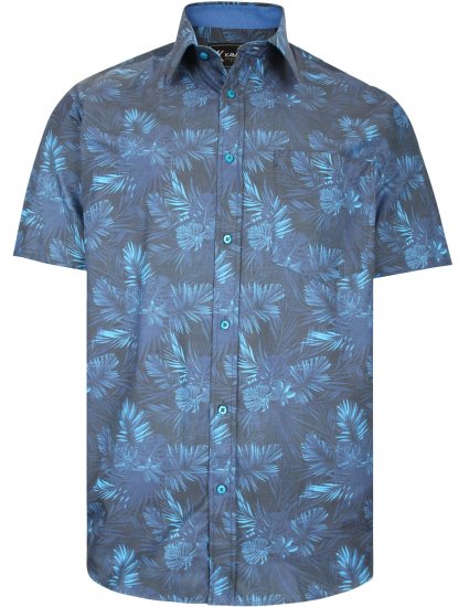 Kam Jeans P013 Premium Floral Print Shirt Navy - Chemises - Chemises Grandes Tailles Hommes