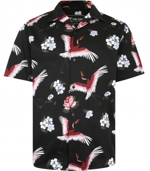 Kam Jeans P016 Flamingo Print Shirt - Chemises - Chemises Grandes Tailles Hommes