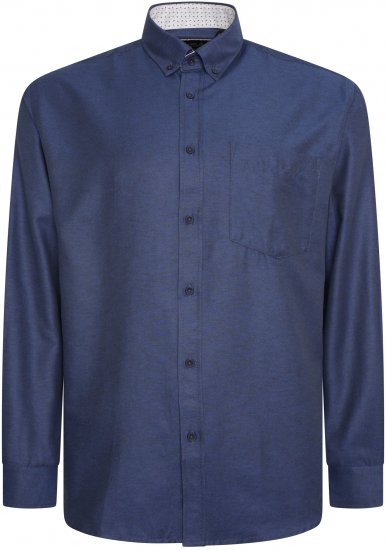Kam Jeans P020 Premium Long sleeve Oxford Shirt Navy - Chemises - Chemises Grandes Tailles Hommes