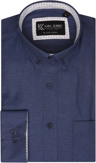Kam Jeans P020 Premium Long sleeve Oxford Shirt Navy - Chemises - Chemises Grandes Tailles Hommes