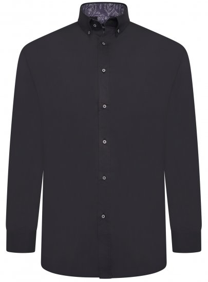 Kam Jeans P023 L/S Premium Stretch Shirt Black - Chemises - Chemises Grandes Tailles Hommes