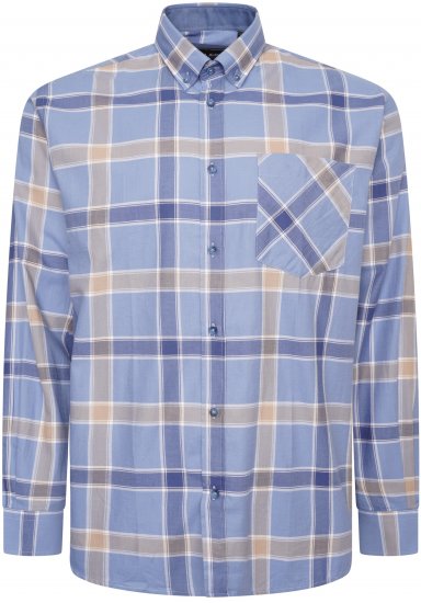 Kam Jeans P038 LS Premium Cotton Check Shirt Denim - Chemises - Chemises Grandes Tailles Hommes