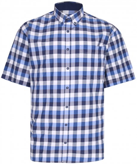 Kam Jeans 642 Premium Short Sleeve Shirt Blue - Chemises - Chemises Grandes Tailles Hommes