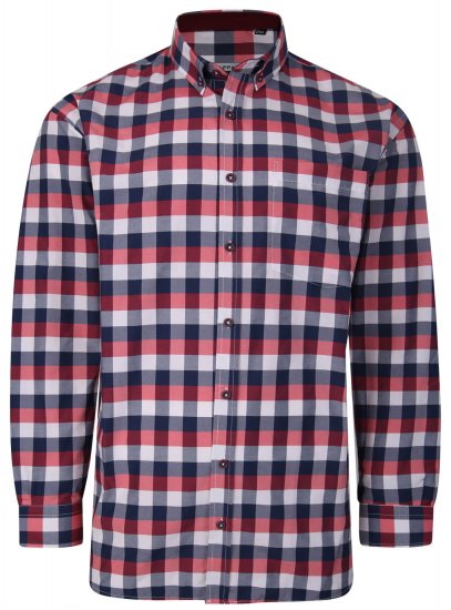 Kam Jeans P642 Premium Large Check Shirt LS Red - Chemises - Chemises Grandes Tailles Hommes