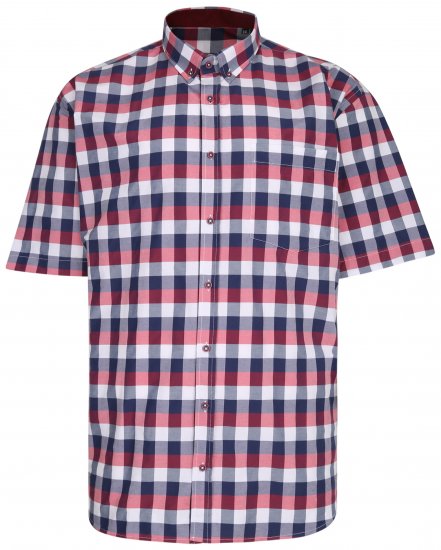 Kam Jeans 642 Premium Short Sleeve Shirt Red - Chemises - Chemises Grandes Tailles Hommes