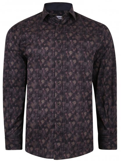 Kam Jeans P679 Floral Print Shirt Black - Chemises - Chemises Grandes Tailles Hommes