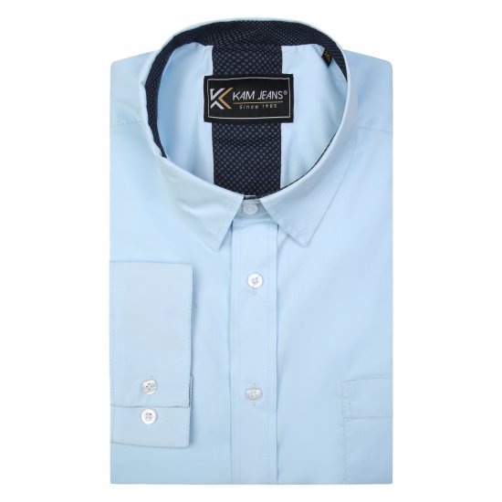 Kam Jeans P684 Premium Stretch Shirt Blue - Chemises - Chemises Grandes Tailles Hommes