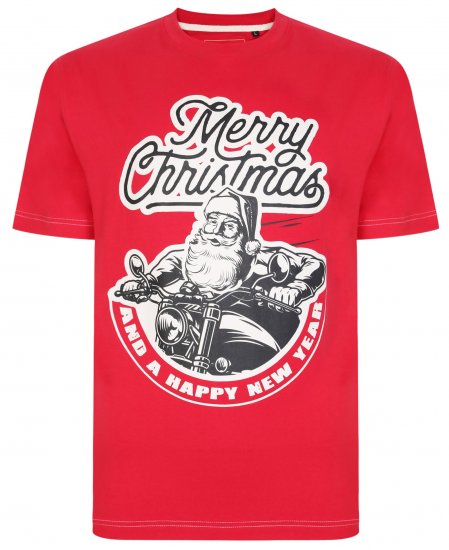 Kam Jeans X016 Santa Biker Print Tee Red - T-shirts - T-shirts Homme Grande Taille