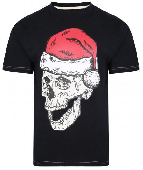 Kam Jeans X017 Santa Skull Print Tee Black - T-shirts - T-shirts Homme Grande Taille