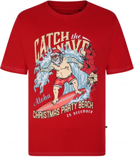 KBS X020 Catch The Waves Xmas Print T-Shirt Red - T-shirts - T-shirts Homme Grande Taille