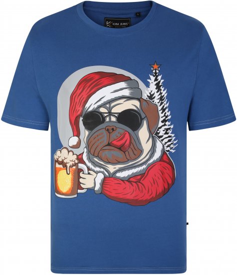 KBS X021 Dog Beer Print T-Shirt Blue - T-shirts - T-shirts Homme Grande Taille