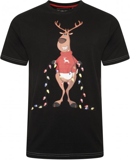Kam Jeans X028 Rudolph Print T-Shirt Black - T-shirts - T-shirts Homme Grande Taille