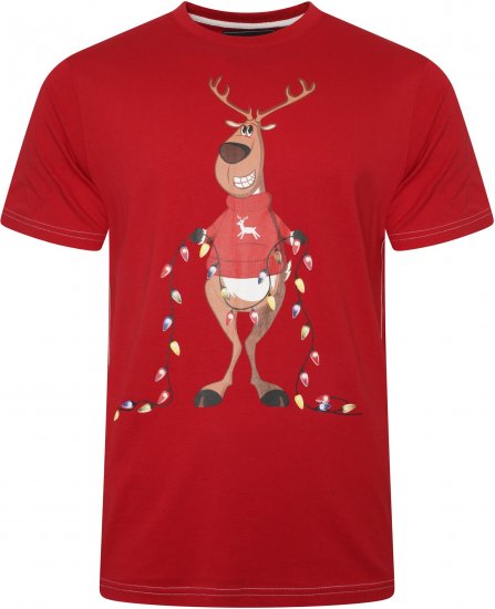 Kam Jeans X028 Rudolph Print T-Shirt Red - T-shirts - T-shirts Homme Grande Taille
