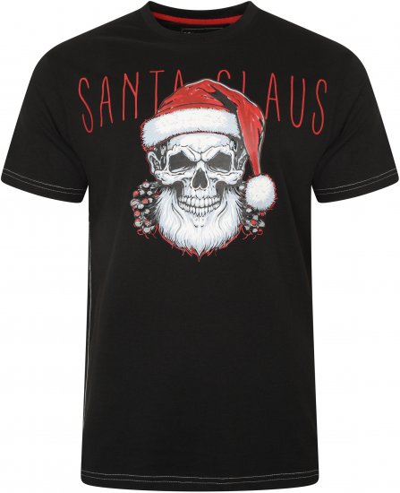 Kam Jeans X029 Santa Claus Skull Print T-Shirt Black - T-shirts - T-shirts Homme Grande Taille