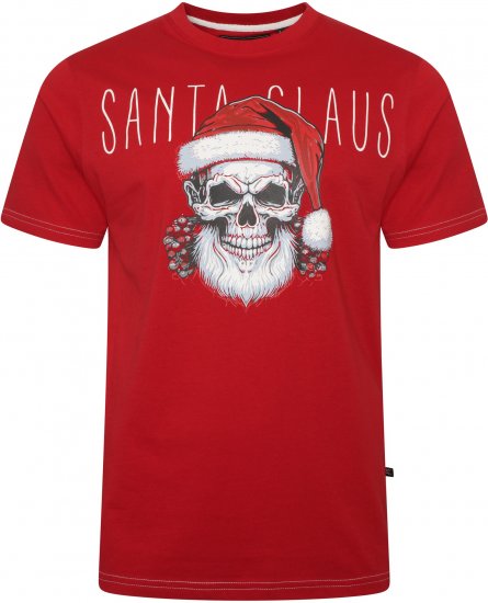 Kam Jeans X029 Santa Claus Skull Print T-Shirt Red - T-shirts - T-shirts Homme Grande Taille
