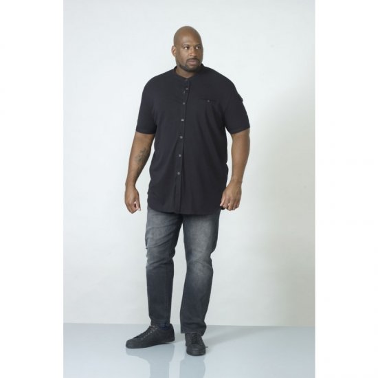 D555 Archer Collarless Shirt Black - Chemises - Chemises Grandes Tailles Hommes
