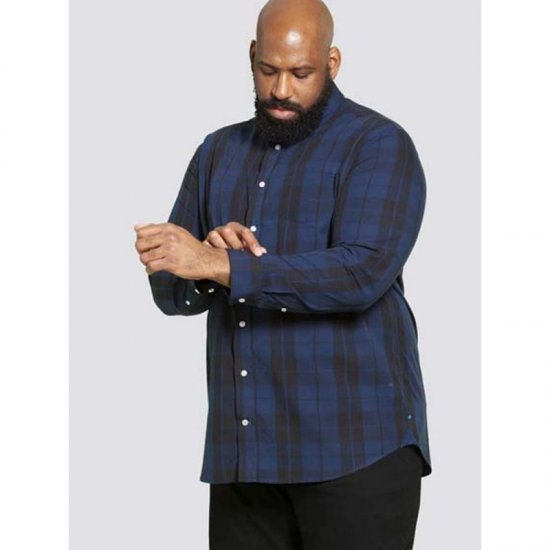 D555 Davenport Long Sleeve Shirt Navy - Chemises - Chemises Grandes Tailles Hommes
