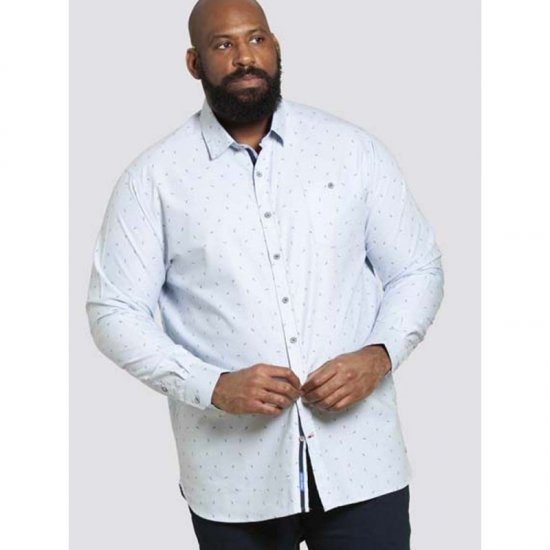 D555 Addington Printed Oxford Shirt Blue - Chemises - Chemises Grandes Tailles Hommes