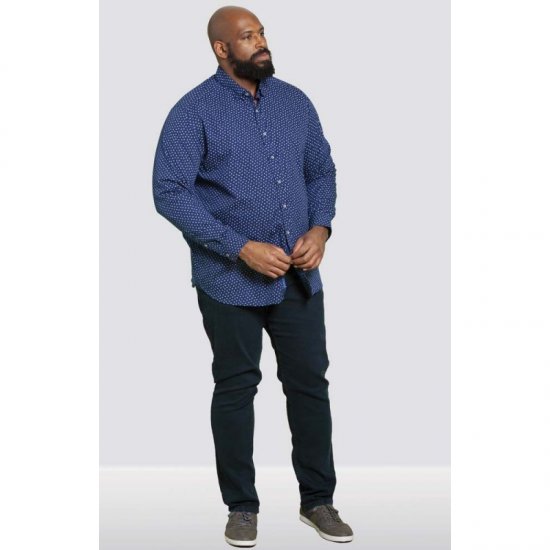 D555 Bainton Long Sleeve Shirt Navy - Chemises - Chemises Grandes Tailles Hommes