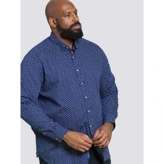 D555 Bainton Long Sleeve Shirt Navy - Chemises - Chemises Grandes Tailles Hommes
