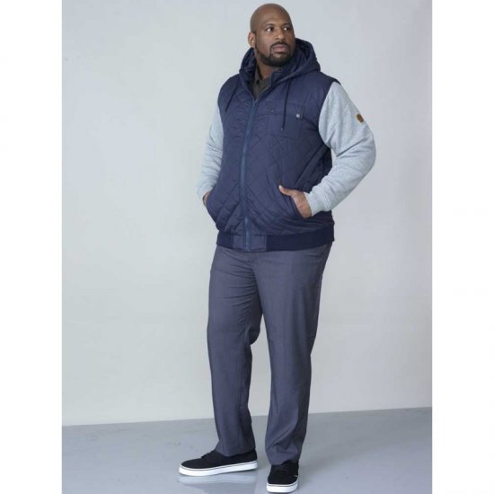 D555 Willie Hooded Quilted Jacket with Fleece sleeves - Vestes - Vestes homme grandes tailles